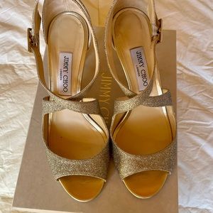 Authentic Jimmy Choo Emily PLATINUM ICE DUSTY GLITTER Size 85/40 - 10B